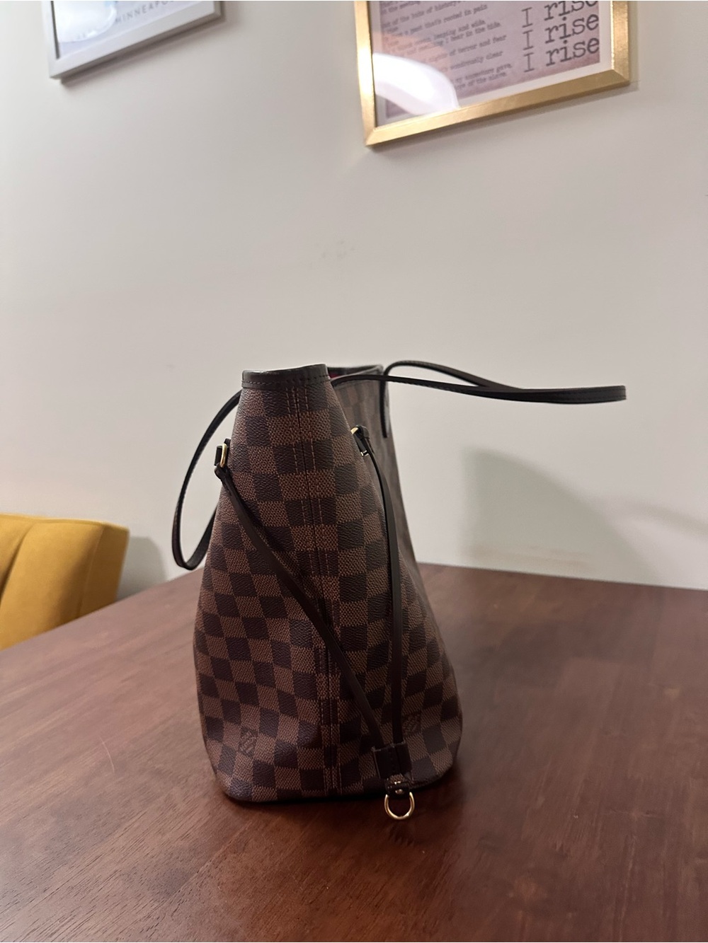 Louis Vuitton Brown Damier Ebene Tote with Red Lining - Picture 6 of 10